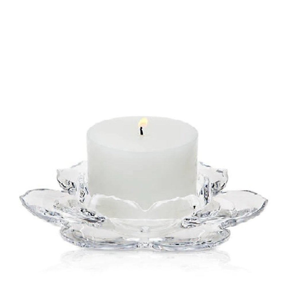New Godinger Shannon Bohemian Crystal Lotus Pillar Candle Holder
